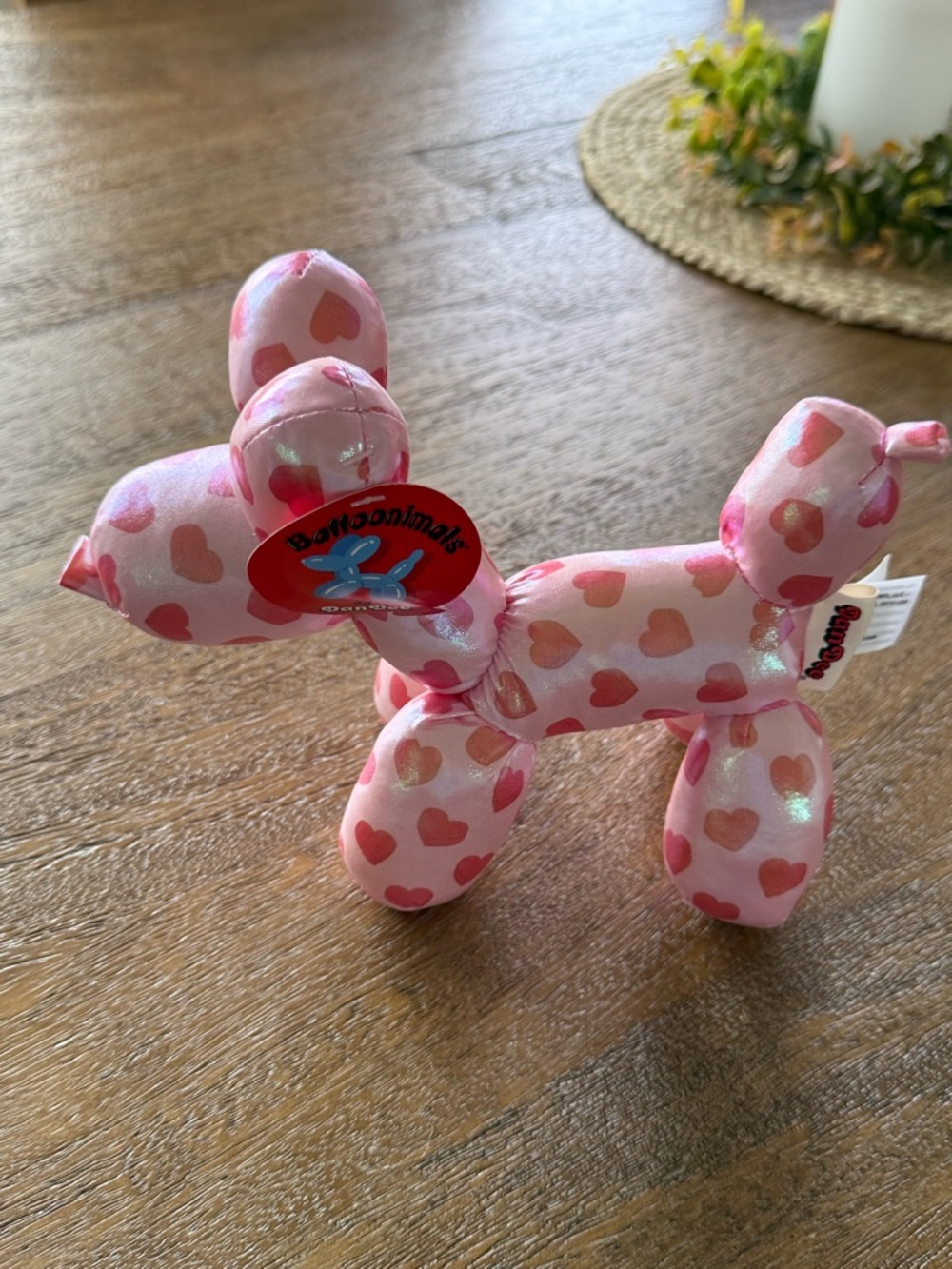 Dan Dee Pink Heart Balloon Dog Plush
